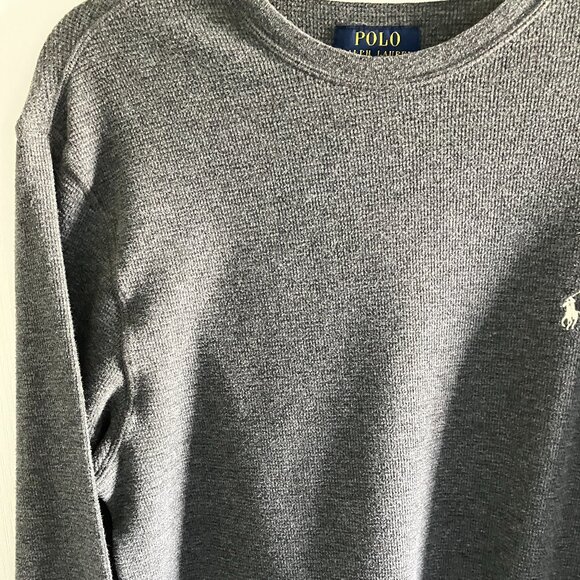 Polo Ralph Lauren Mens Shirt Men Large Gray Waffle Thermal Large. - Picture 2 of 11